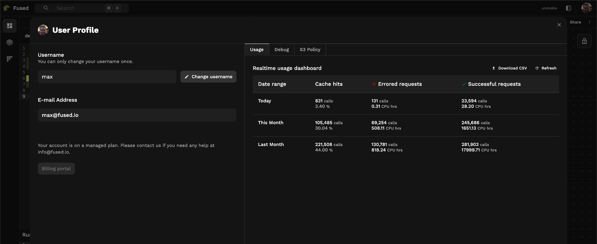 Cache usage in Account page