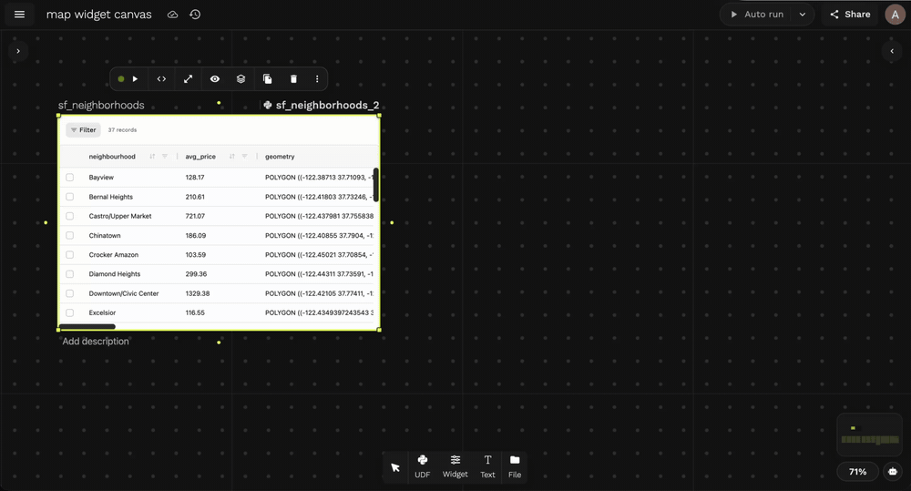 Drag an edge from a UDF node and select Fused map