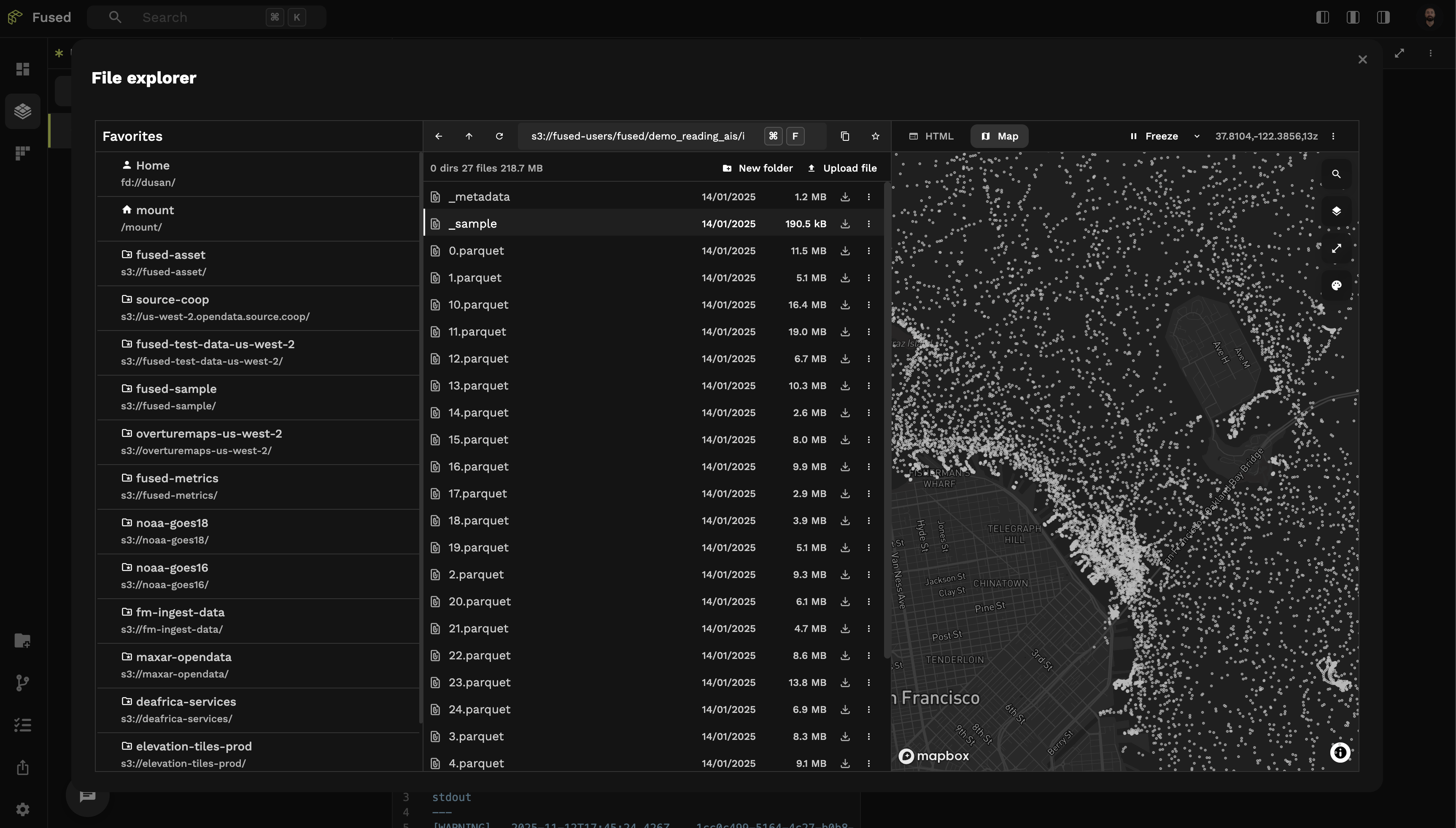 File Explorer view of ingested files