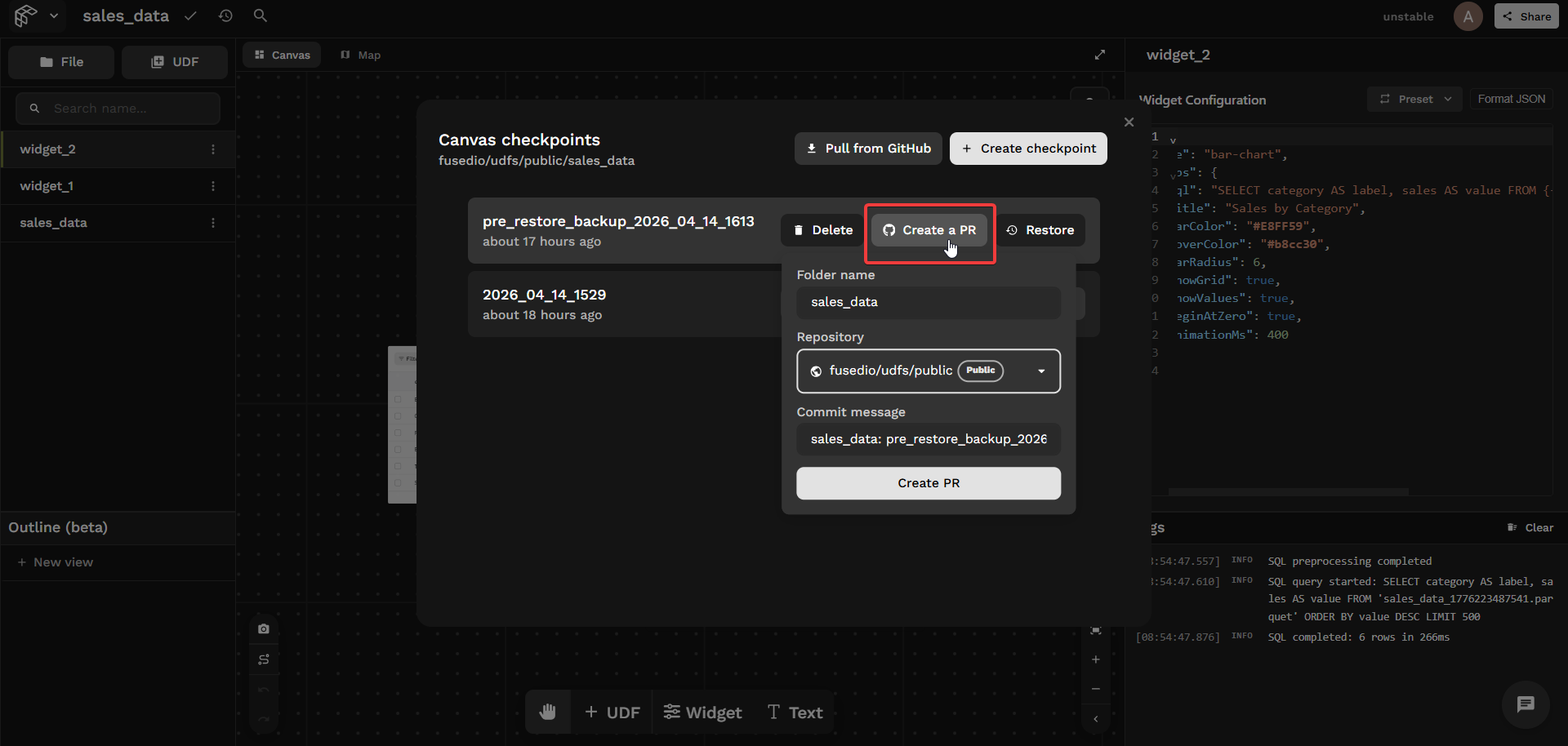 Creating a PR from a checkpoint
