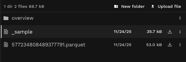 Files created by the ingestion process