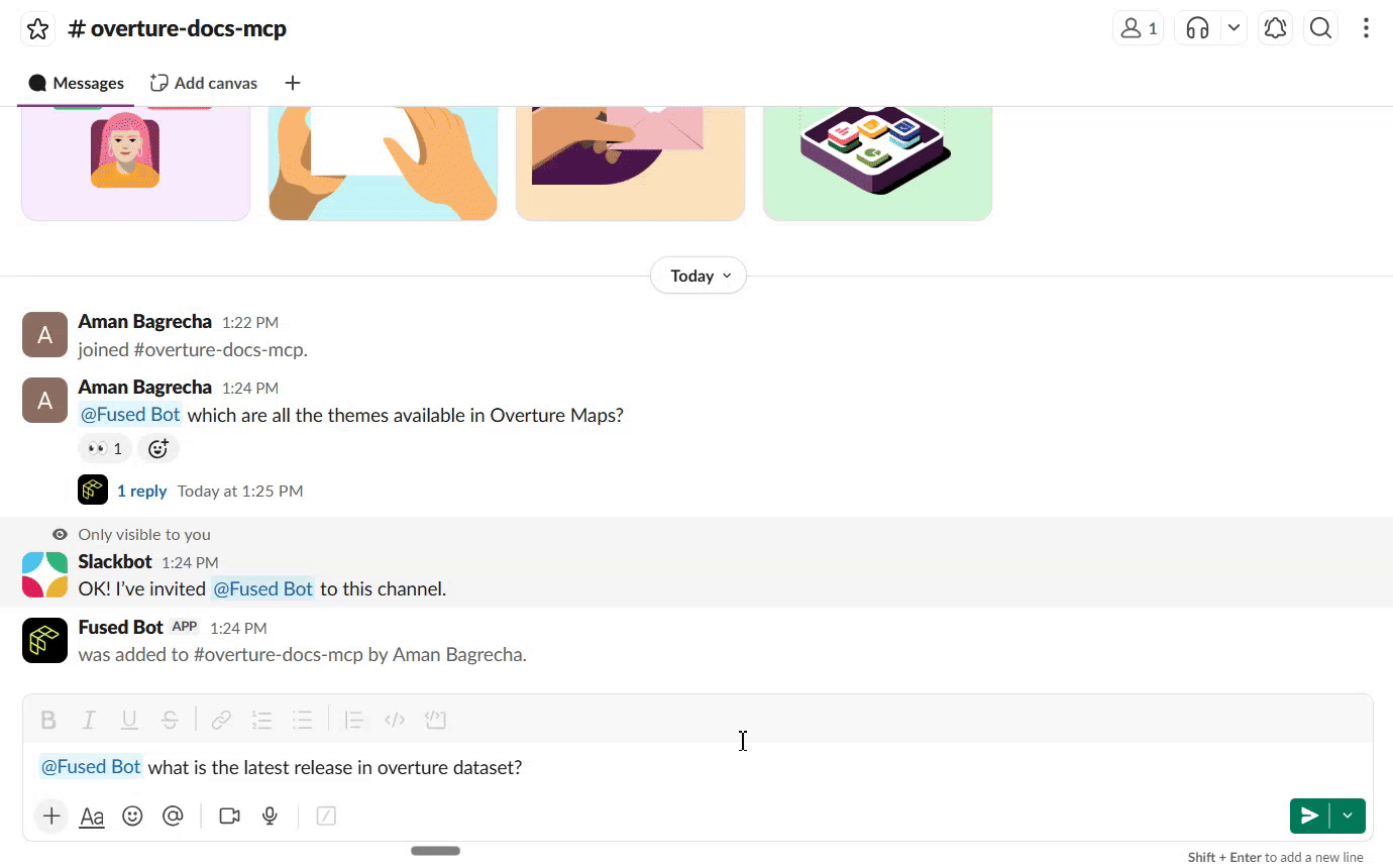 Fused Bot answering Overture docs questions in Slack