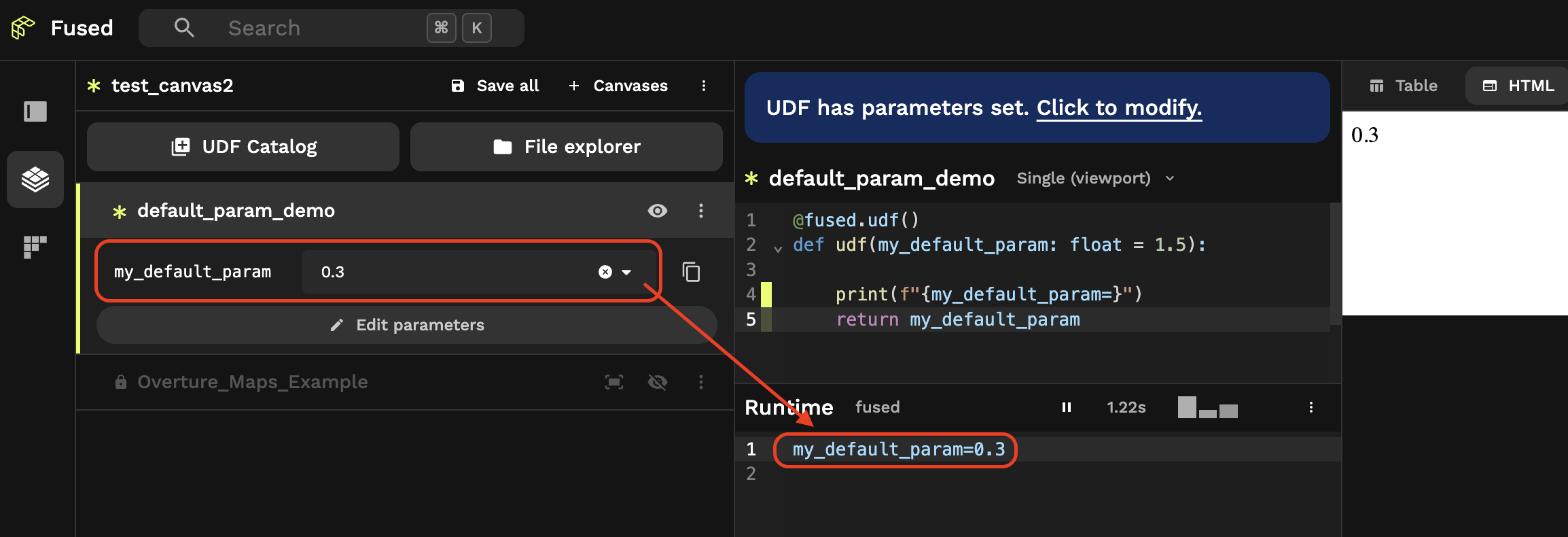 Workbench UI overwrites Python default params