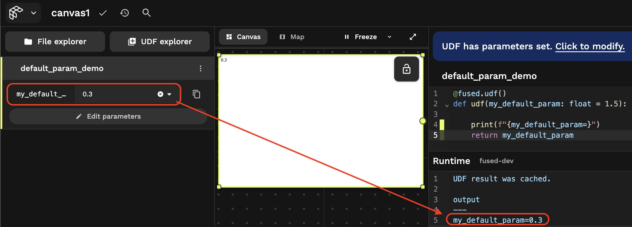 Workbench UI overwrites Python default params