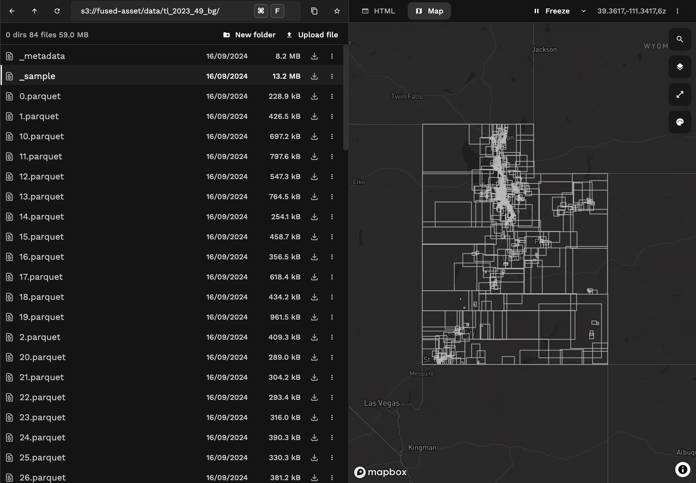 Zonal Stats Parquet Files in Workbench File Explorer
