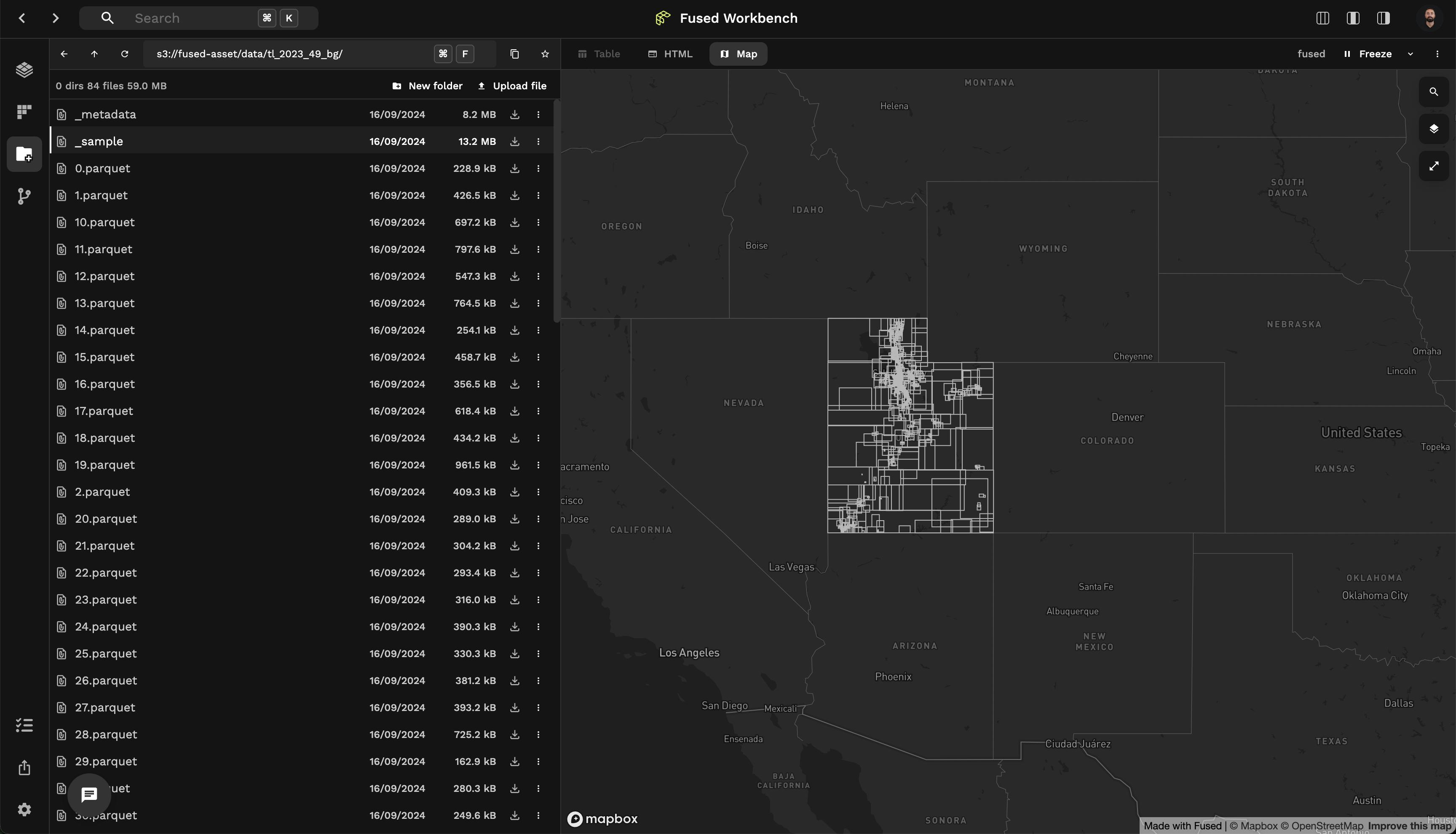 Zonal Stats Parquet Files in Workbench File Explorer