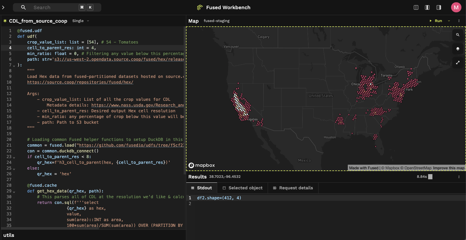 Repartitioning Crop Data Layer & US Census into H3 hexagons
