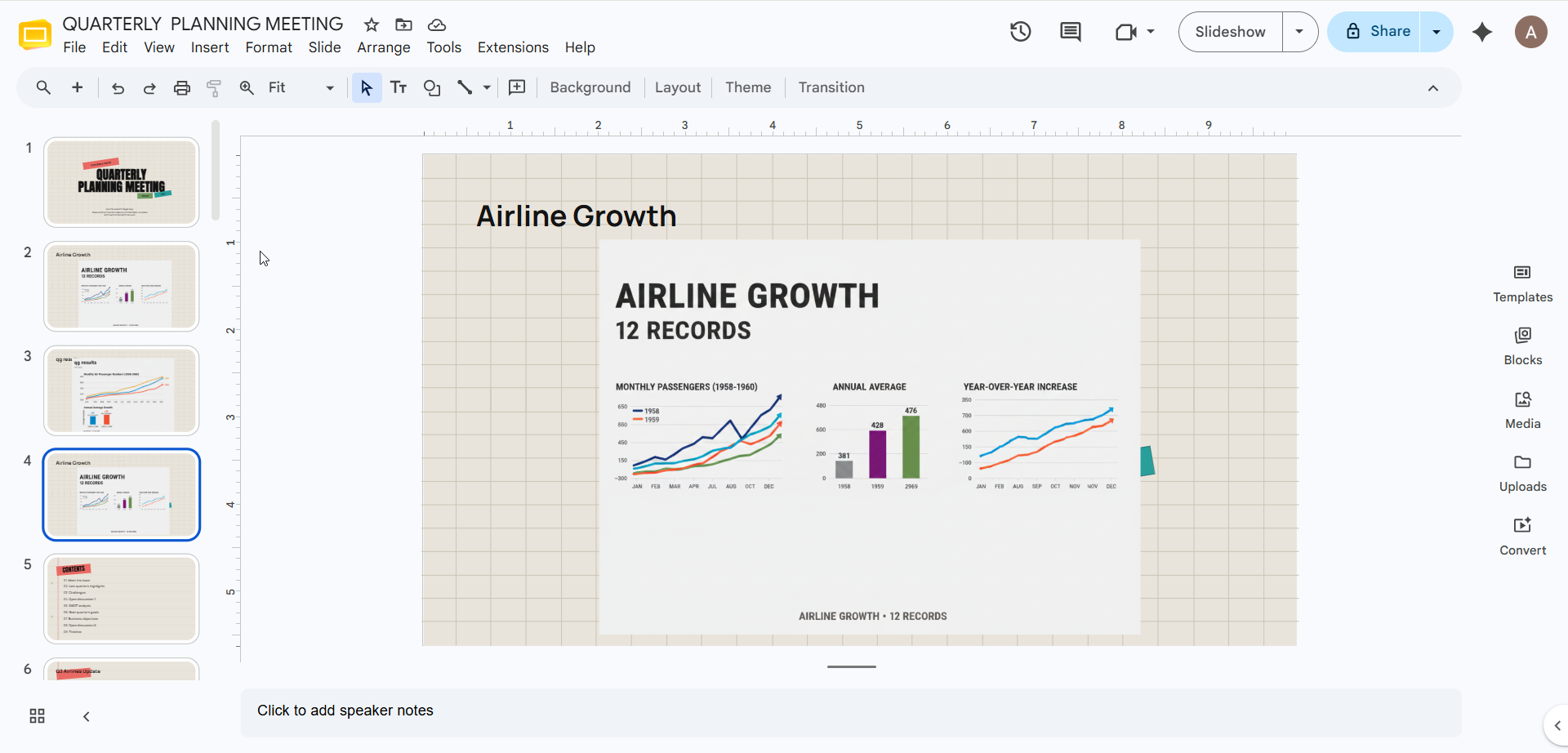 Deck picker, insert index, Publish button, and a live preview of the new slide